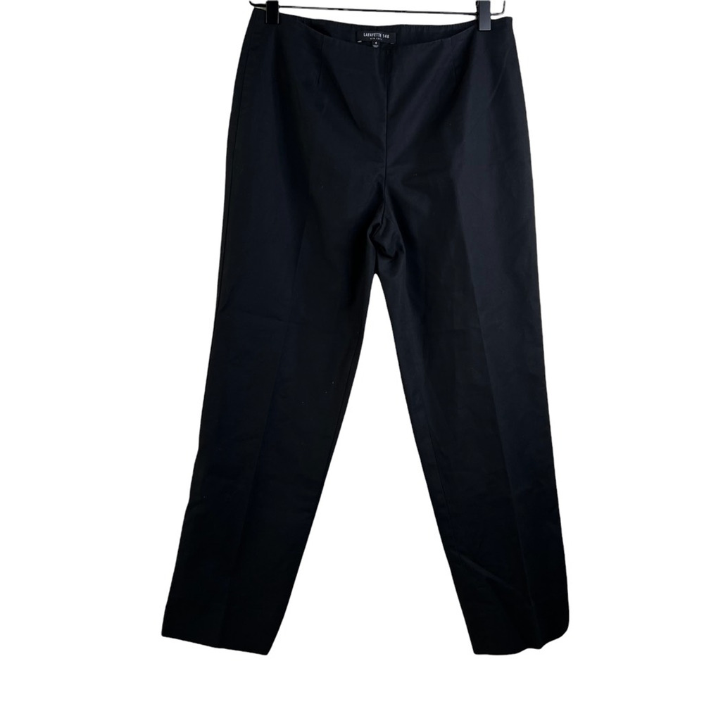 Lafayette 148 New York Womens Cropped Pants Black Mid Rise Flat Front 4